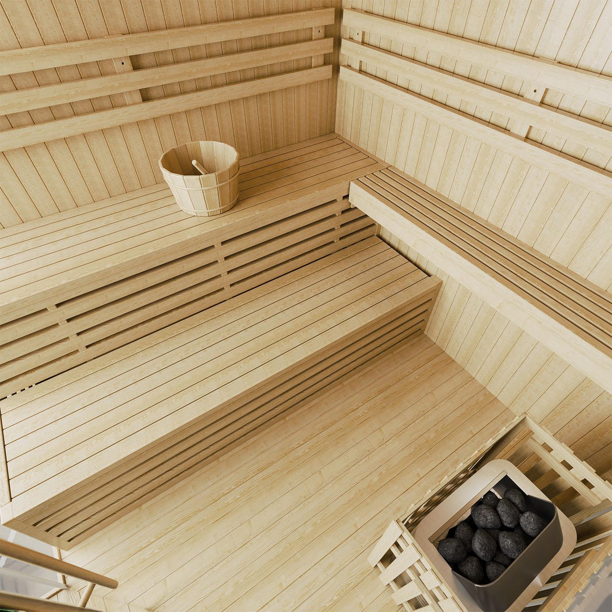 SAUNAKABINE Espoo200 Premium - Naturfarben, Holz (200/200/200cm) - Artsauna