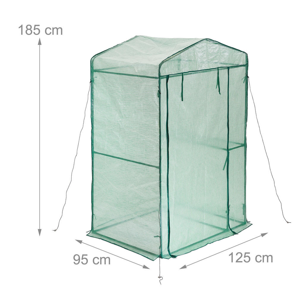 Thumbnail - Relaxdays Foliengewächshaus, Grün, Kunststoff, Metall, 125x185x95 cm, Gartenzubehör, Hochbeete