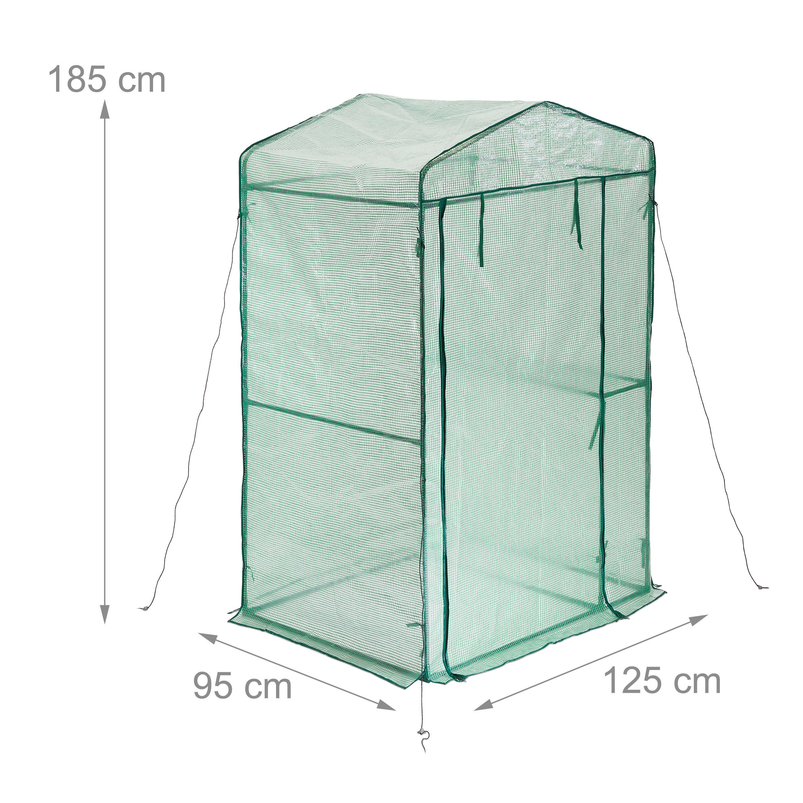 Thumbnail - Relaxdays Foliengewächshaus, Grün, Kunststoff, 125x185x95 cm, Gartenzubehör, Gewächshäuser