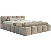 POLSTERBETT Cloudy Low Graubeige Samtbezug 200x200 - Taupe, Textil (200/200cm) - Selsey