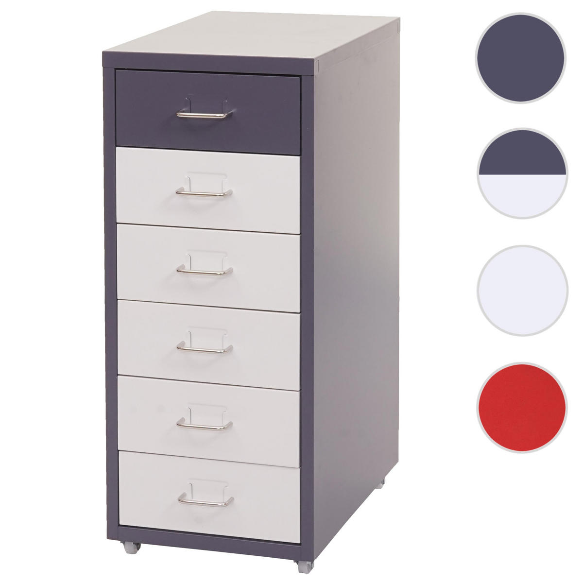 ROLLCONTAINER Weiß, Anthrazit - Anthrazit/Weiß, Metall (28/69/41cm) - MCW