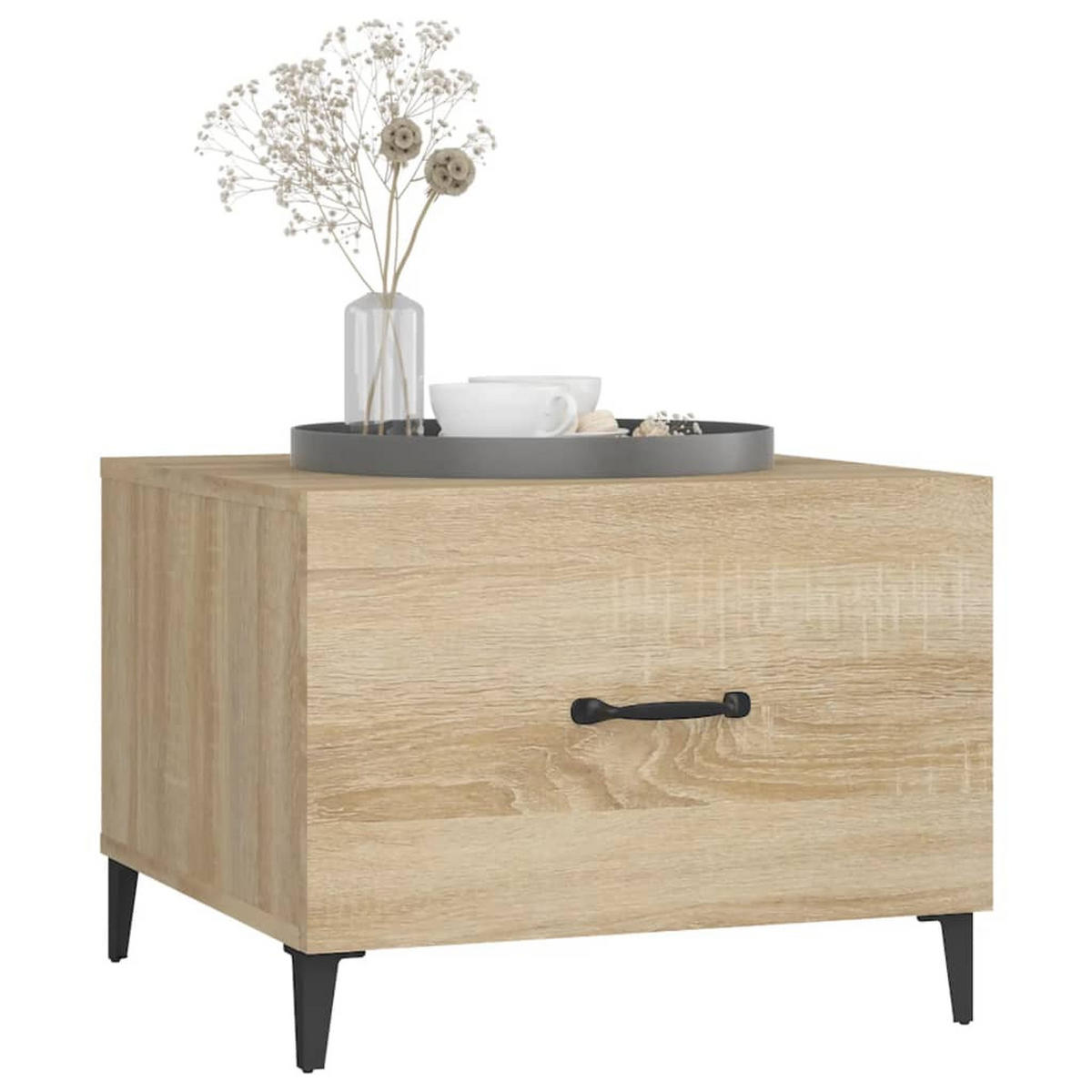 COUCHTISCHE mit Metallbeinen 2 Stk. Sonoma-Eiche 50x50x40 cm - Braun, Holzwerkstoff (50/50/40cm) - furnicato