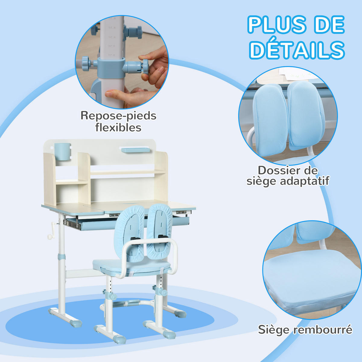SCHREIBTISCH-SET DE-17539 Blau - Blau, Metall (80/109/52cm) - ComfortXL