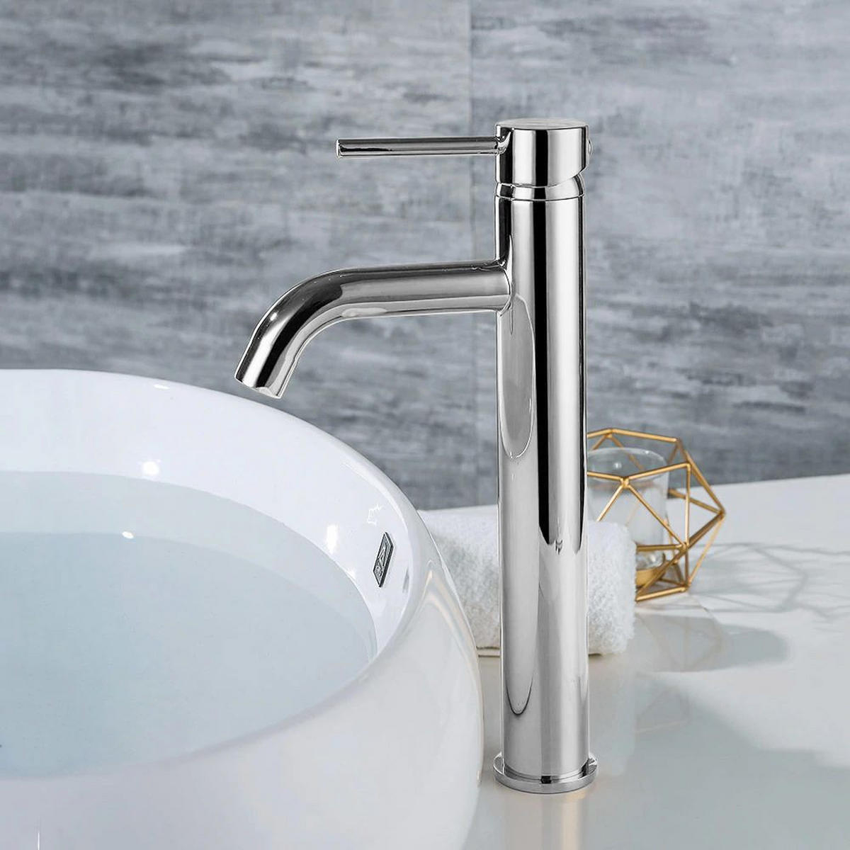 WASCHBECKENARMATUR Rea Lungo Chrom High - Chromfarben, Metall (5/28/18cm) - REA