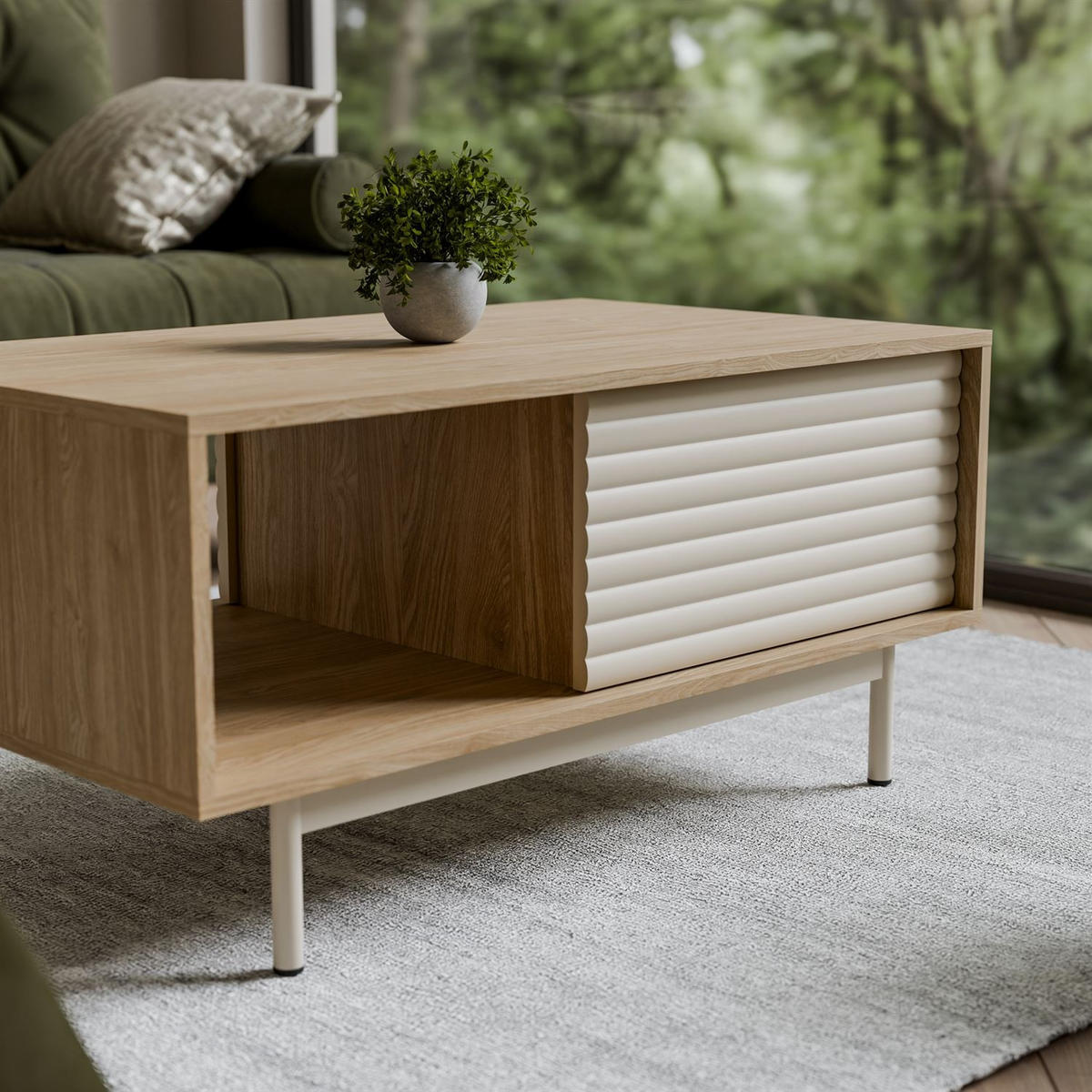 COUCHTISCH FLORENCE mit Stauraumn - Kaschmir, Holzwerkstoff (60/100/47cm) - Lookway