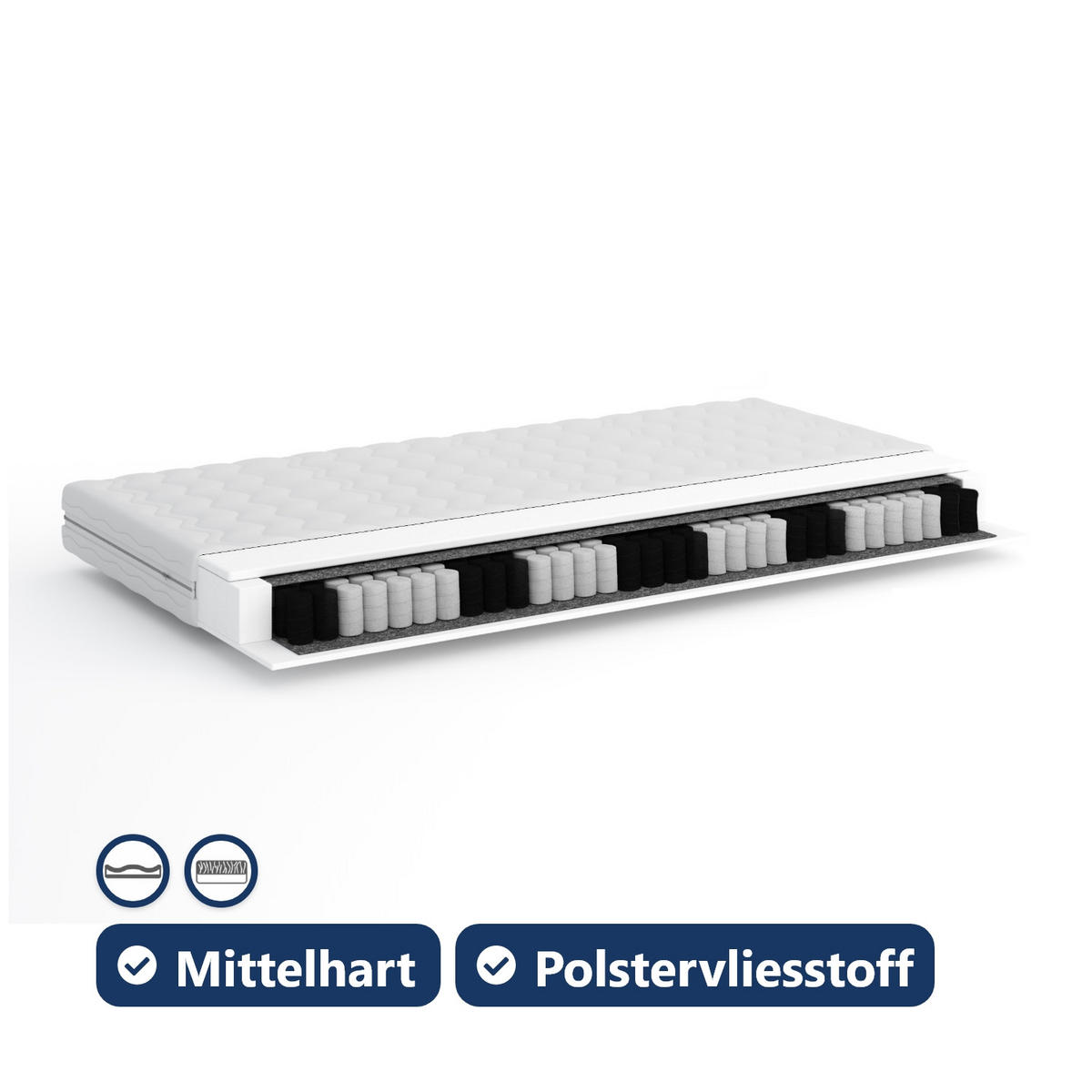 TASCHENFEDERKERNMATRATZE Anaba - Weiß, Kunststoff - Fedve