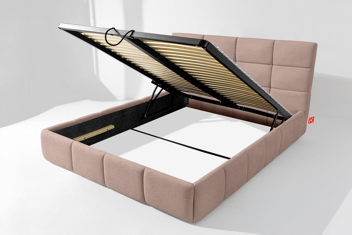 POLSTERBETT ALTOS Bouclé, rosa - Rosa, Holz/Holzwerkstoff (160/200cm) - KONSIMO®