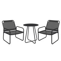 BALKONSET 3-teilig DE-14094 2 Sessel + runder Tisch Grau - Grau, Metall - ComfortXL