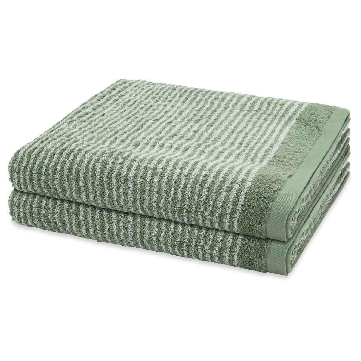 DUSCHTUCH Stripes 2er-Set - Grün, Textil (70/140cm) - Ross
