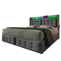 POLSTERBETT mit Stauraum, LED und USB 160x200 cm Grau - Grau, Metall (160/200cm) - Meubliv