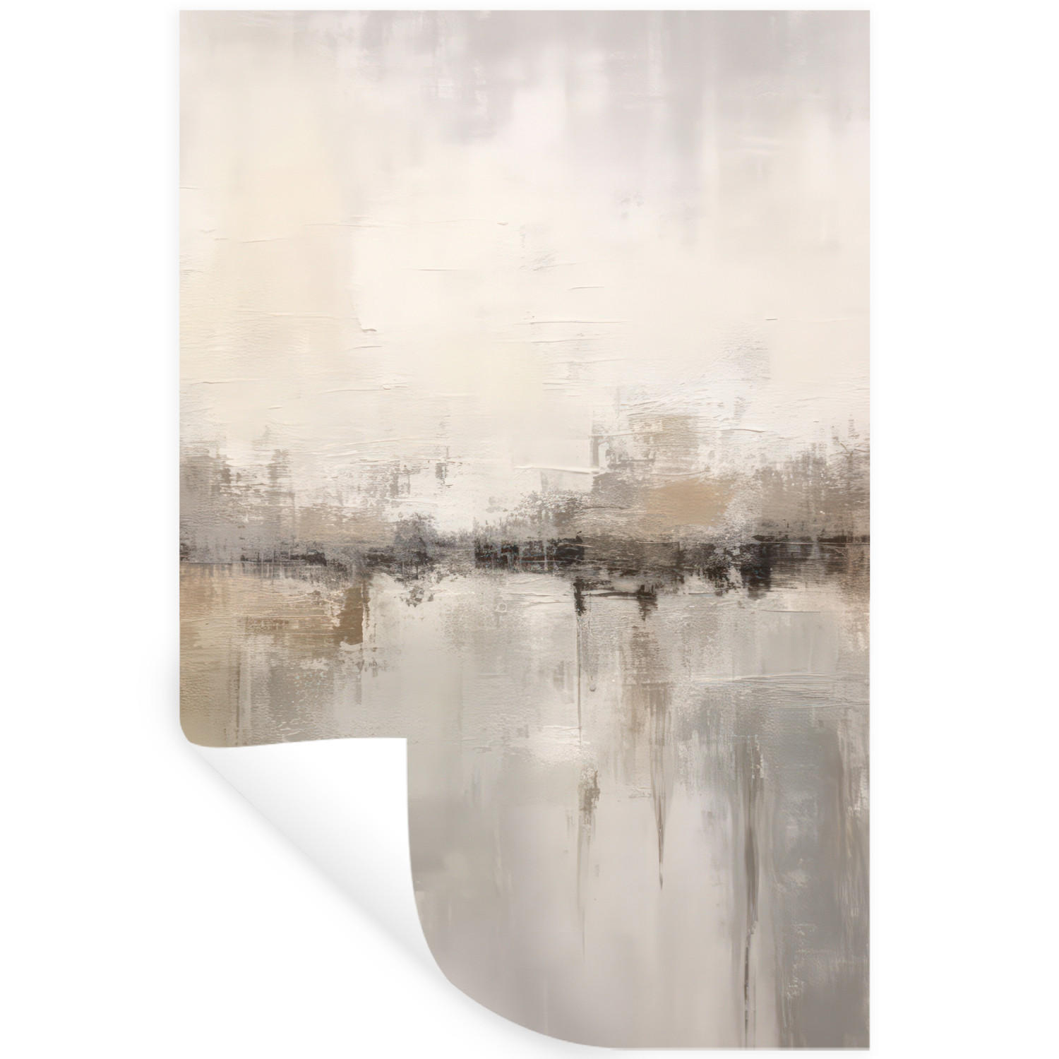 MuchoWow SAMOLEPKA NA ZEĎ Moderní umění - Abstraktní - Béžová 40x60 cm