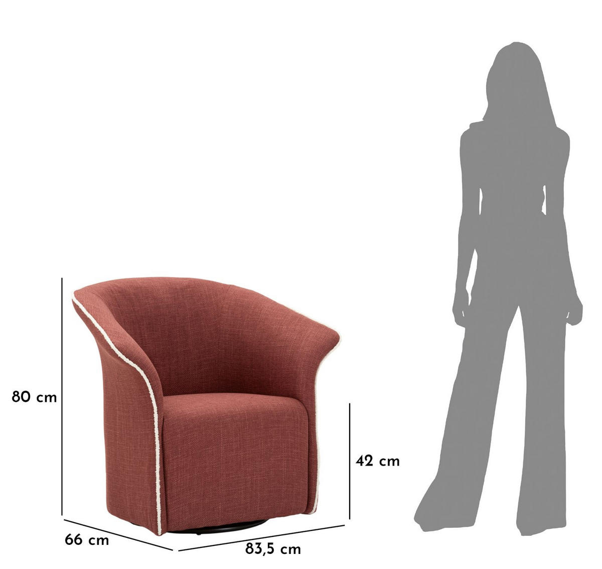 SESSEL Siena Swivel, bordeauxrot, Polyester, Eisen und Sperrholz, 83,5 x 66 x 80 cm - Bordeaux, Holzwerkstoff/Kunststoff (83.5/80/66cm) - Mauro Ferretti