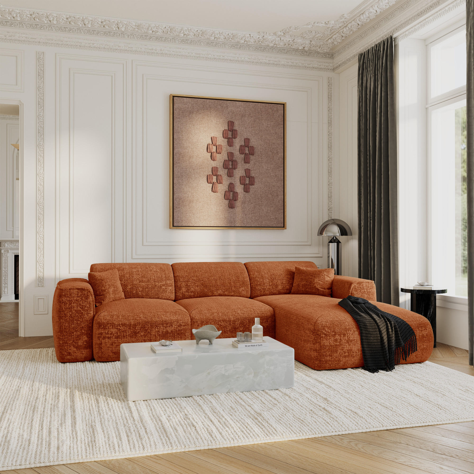 Thumbnail - Sia Home Eckschlafsofa, Terracotta, Textil, 5-Sitzer, L-Form, 283x180 cm, Wohnzimmer, Sofas & Couches, Wohnlandschaften,...