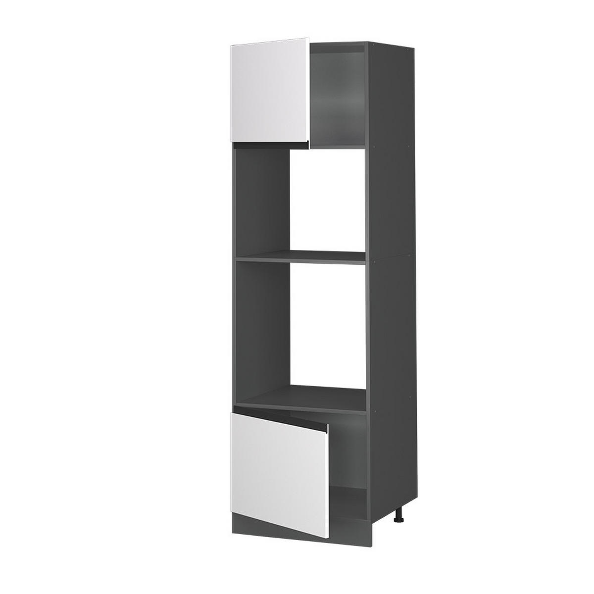 MIKROWELLENSCHRANK R-Line Weiß 60 cm J-Shape - Anthrazit/Weiß, Holzwerkstoff (60/206.8/57.2cm) - Vicco