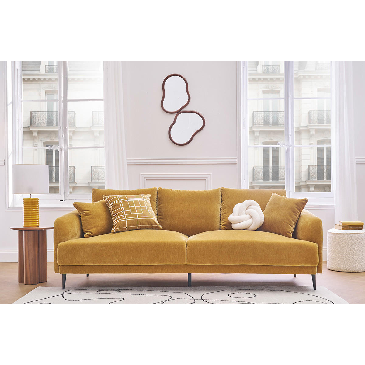 BEISTELLTISCH Walnuss HOLLEN - Walnussfarben, Holz (44.5/35.5/48.5cm) - Miliboo