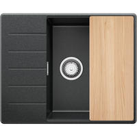 SPÜLBECKEN Kopenhagen, 2-er set Anthrazit 62/50 cm 1 Becken + Ablauf-Set + Schneidebrett ab 50er Unterschrank - Chromfarben/Anthrazit, Kunststoff (62/20/50cm) - Primagran