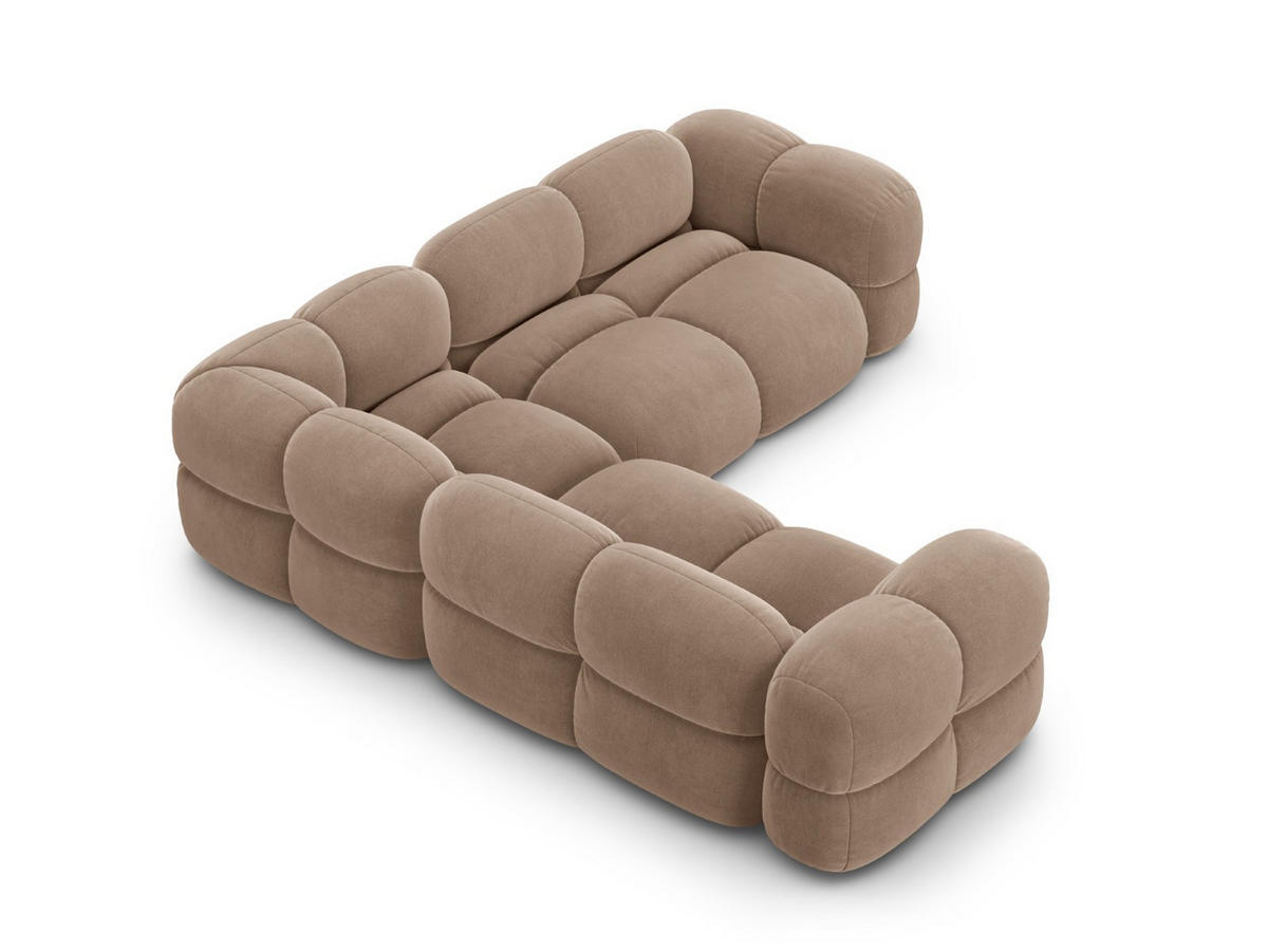 ECKSOFA Loretto aus Samt dunkelbeige 4 Sitzplätze - Mokka, Textil (250/250cm) - Cosmopolitan Design