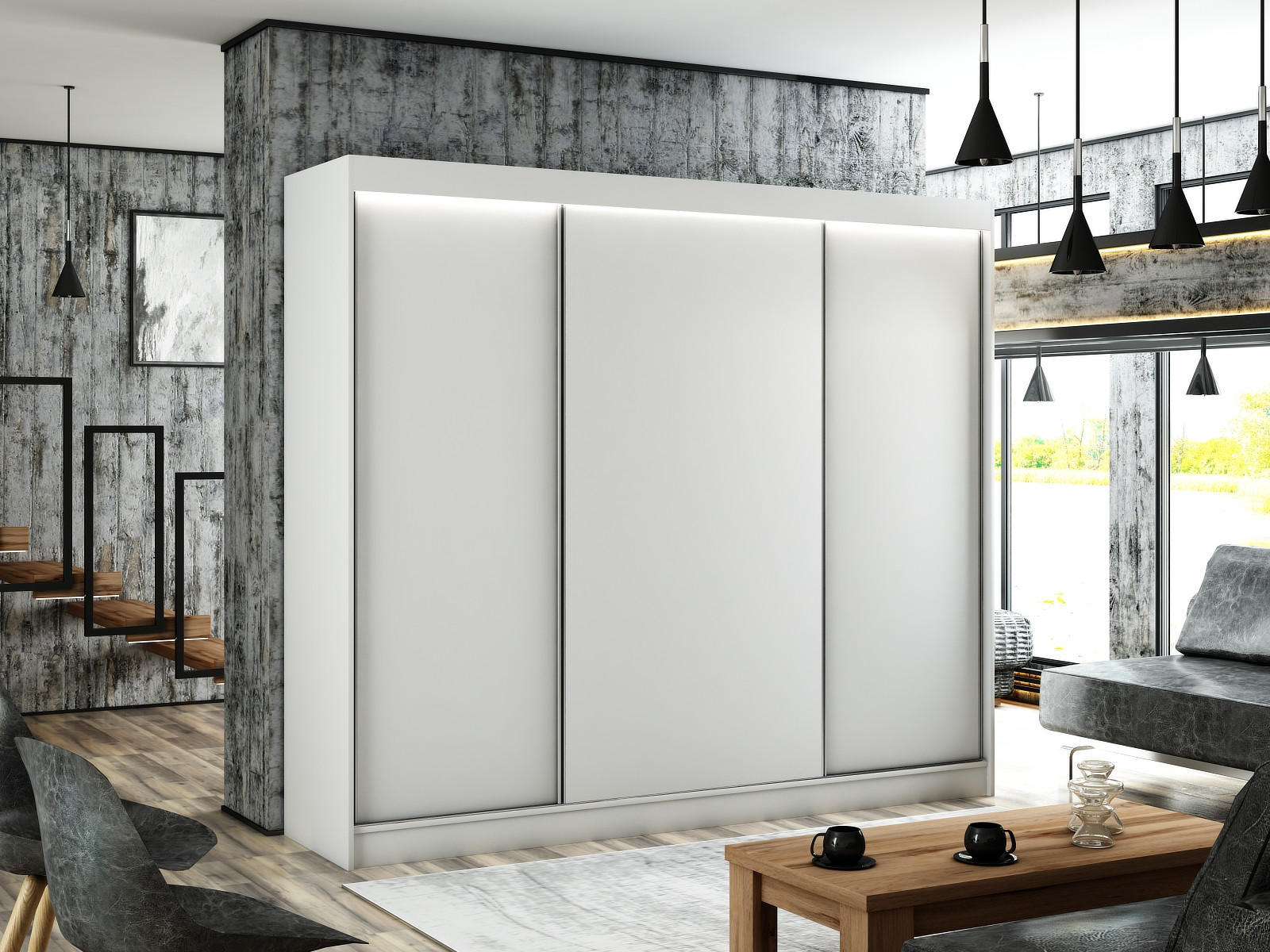 KLEIDERSCHRANK BEROG - 250 cm - Weiß - Weiß, Holzwerkstoff (250/215/61cm) - ALTDECOR
