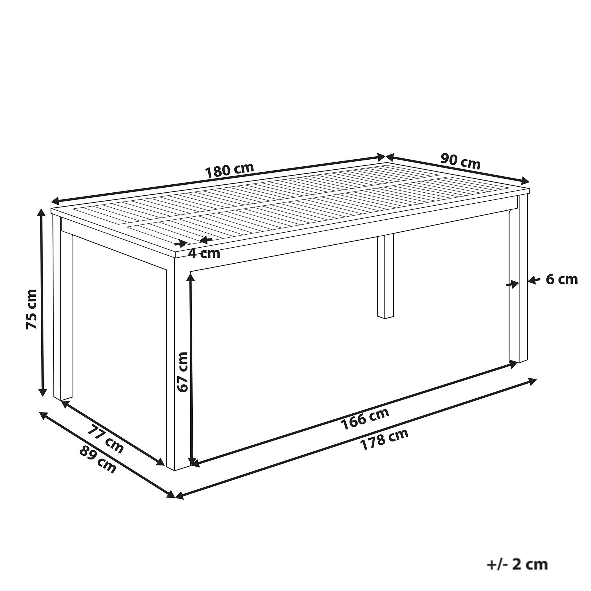 Thumbnail - Beliani Esstisch, Hellbraun, Holz, rechteckig, 90x75x180 cm, Gartenmöbel, Gartentische, Gartentische