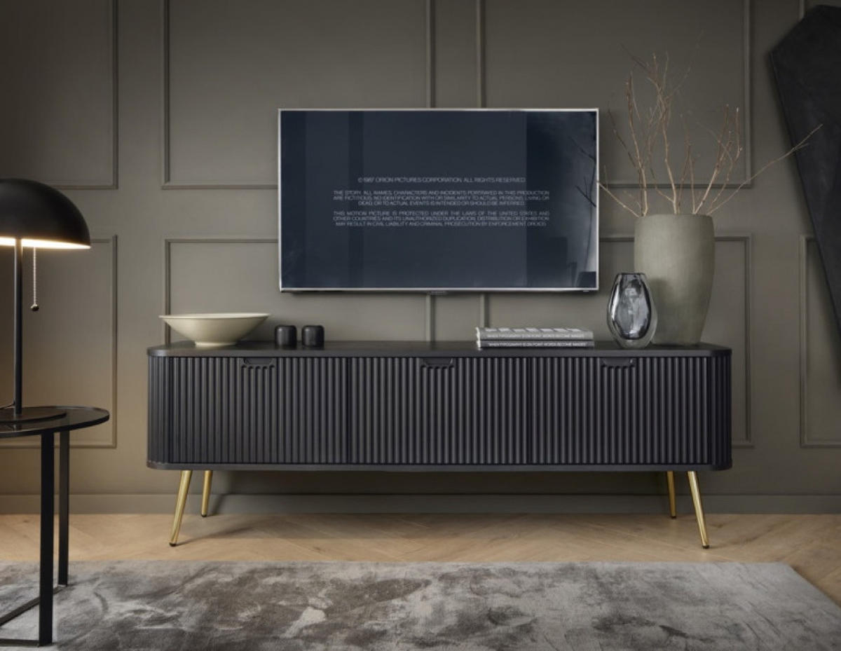 TV-SCHRANK Schwarz ZOJA Gefräst - Schwarz, Holzwerkstoff (168/56/39cm) - Sepro Meble