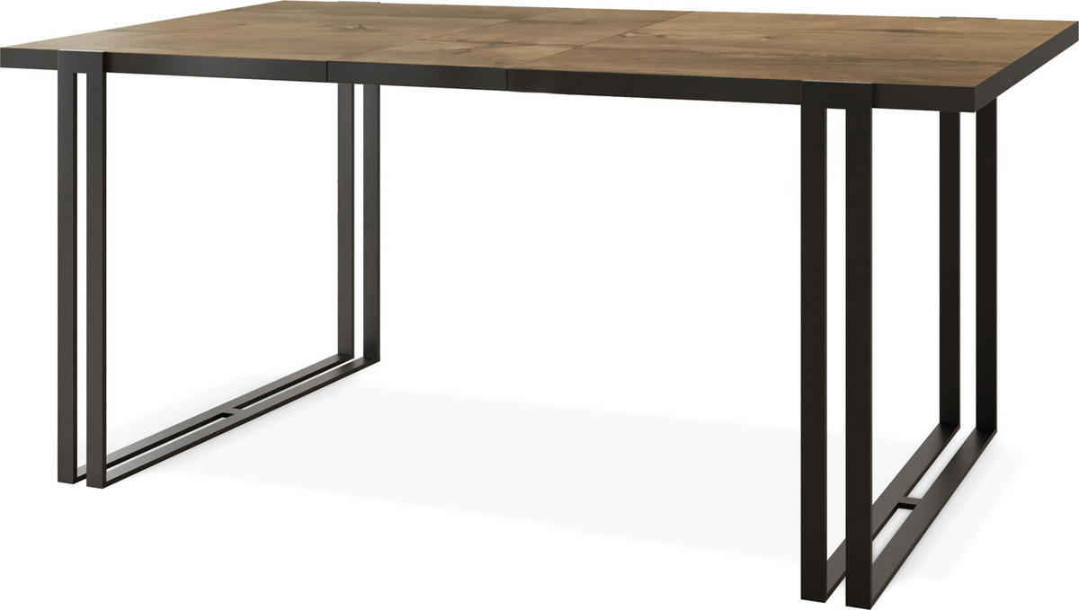 ESSTISCH Marina rechteckig ausziehbar, Lefkas Eiche 140-240/80/76 cm - Alteiche/Schwarz, Holzwerkstoff/Metall (140/80/76cm) - WFL GROUP