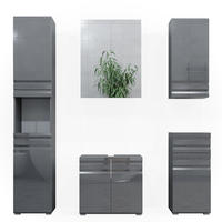 BADMÖBEL-SET Fredd Anthrazit Hochglanz 5 Teile - Anthrazit, Holzwerkstoff (56/60/34cm) - Vicco