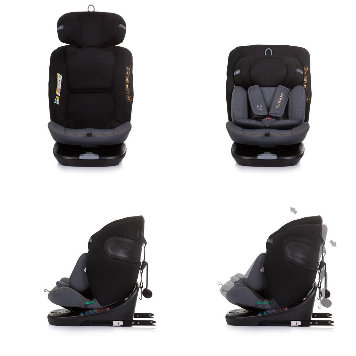 KINDERSITZ i-Size Motion schwarz (40 - 150 cm) Isofix 360° drehbar verstellbar - Schwarz, Kunststoff (44/81/55cm) - Chipolino