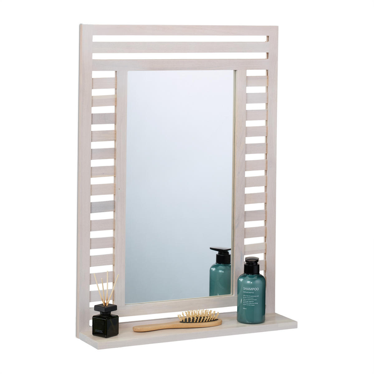BADSPIEGEL - Weiß, Glas/Holz (50/70/12cm) - Relaxdays