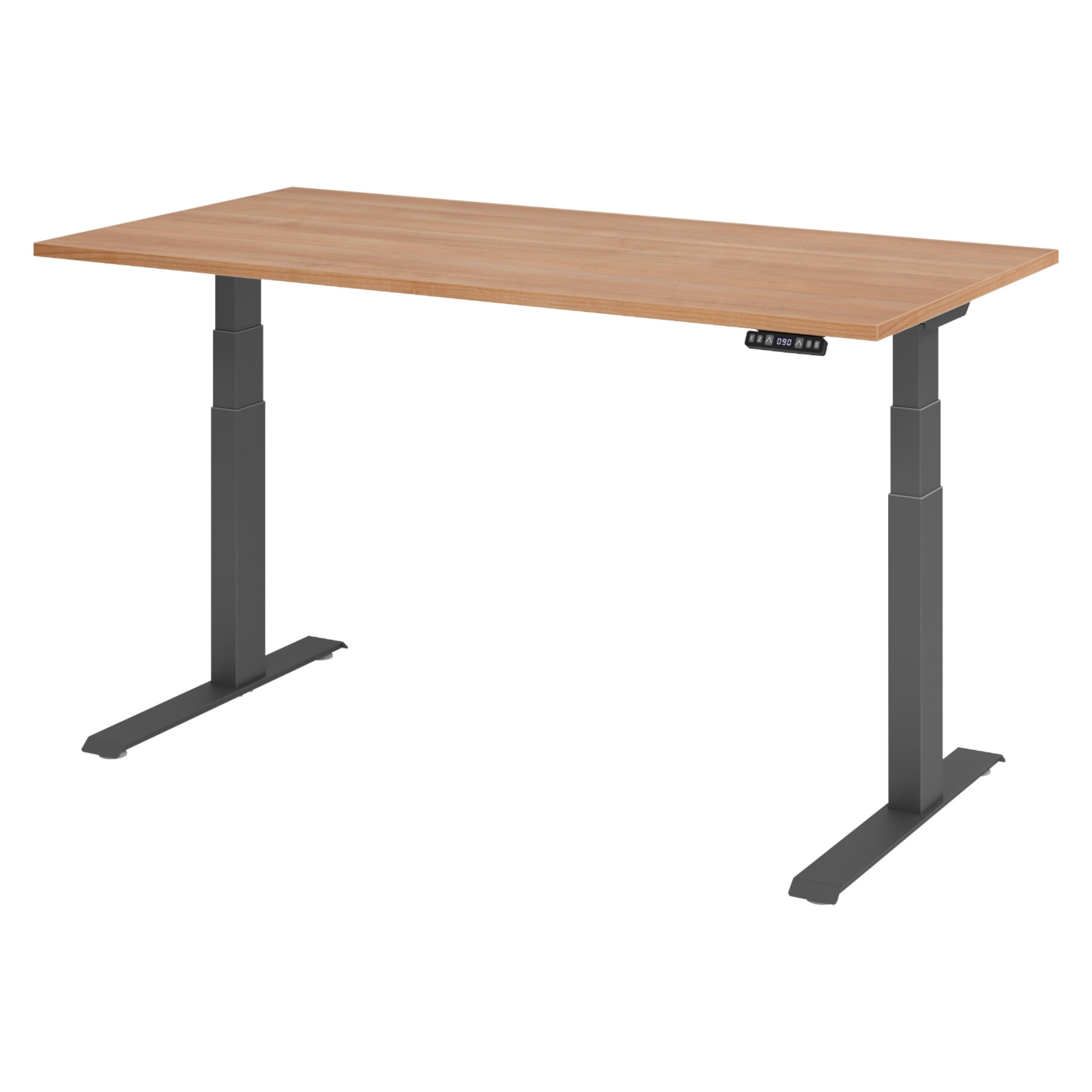 SCHREIBTISCH elektrisch XDKB 80/160/74 cm in Nussbaumfarben/Graphitfarben - Nussbaumfarben/Graphitfarben, Holzwerkstoff (80/160/74cm) - bümö
