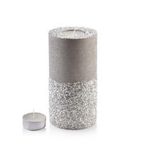 TEELICHTHALTER Diamond Grau 12/12/24 cm Naturmaterial - Hellgrau, Naturmaterialien (24cm) - Mondex