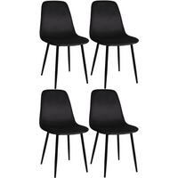 STUHL 4er Set Samt Schwarz - Schwarz, Textil/Metall (44/88/51cm) - CLP