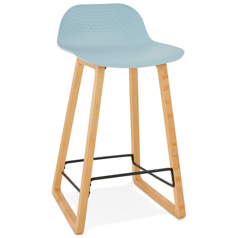 BARHOCKER Blau 47x86.5x46cm - Blau/Buchefarben, Holz/Kunststoff (47/86.5/46cm) - AlterEgo