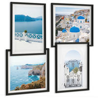BILDER SET 4er Set - 50x50 cm & 40x60 cm Schwarzer Rahmen - Meeresarchitektur Griechenlands - Schwarz, Kunststoff (50/50cm) - TULUP
