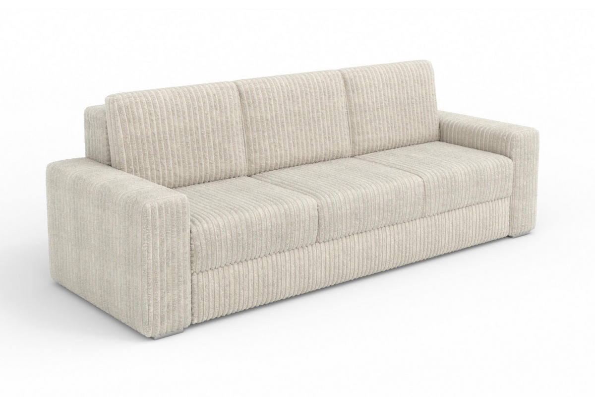 SOFA TIMON 245cm breit in Cord Ecru - Ecru, Holz/Holzwerkstoff (245/90/92cm) - Deine Möbel 24