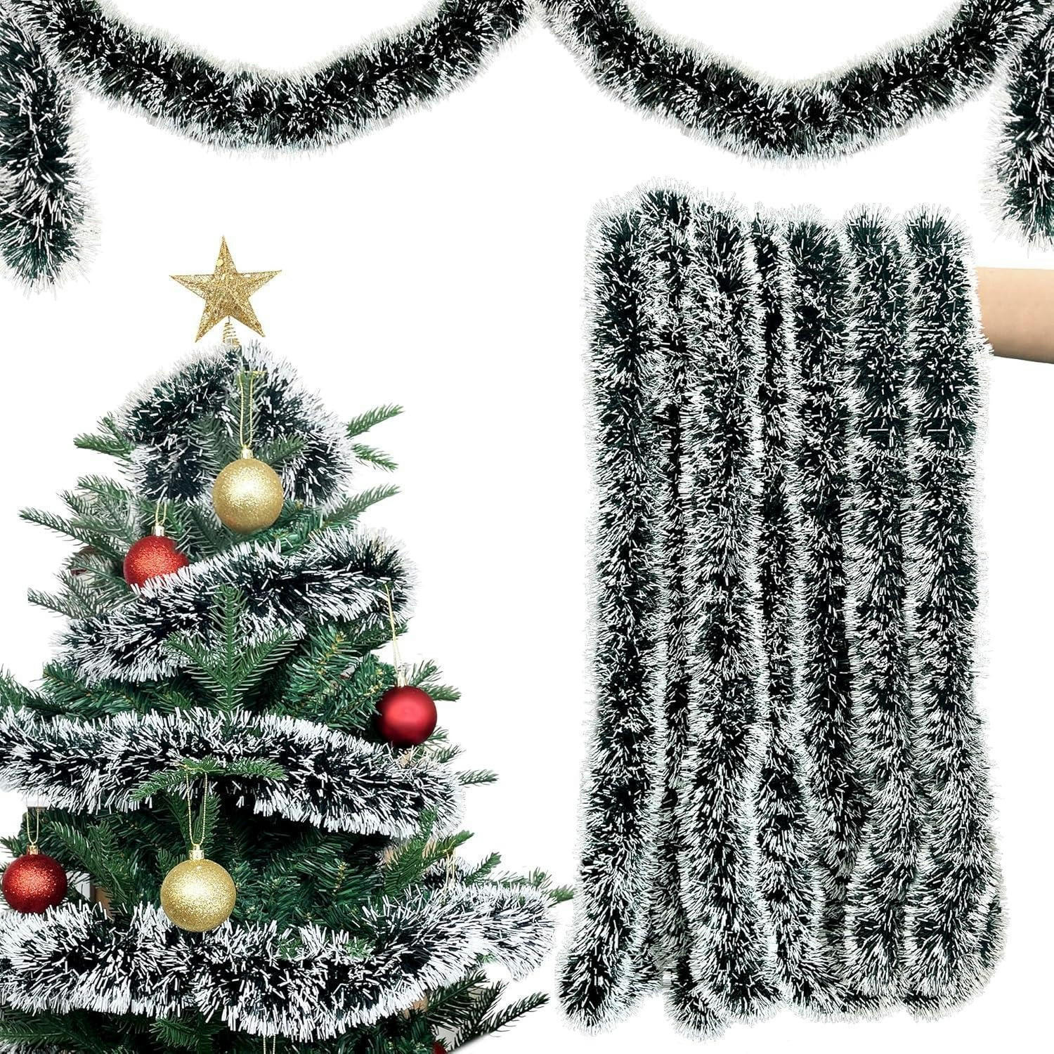 WEIHNACHTSGIRLANDE 10 m Dunkelgrün mit weißen Spitzen - Multicolor, Kunststoff (1000cm)