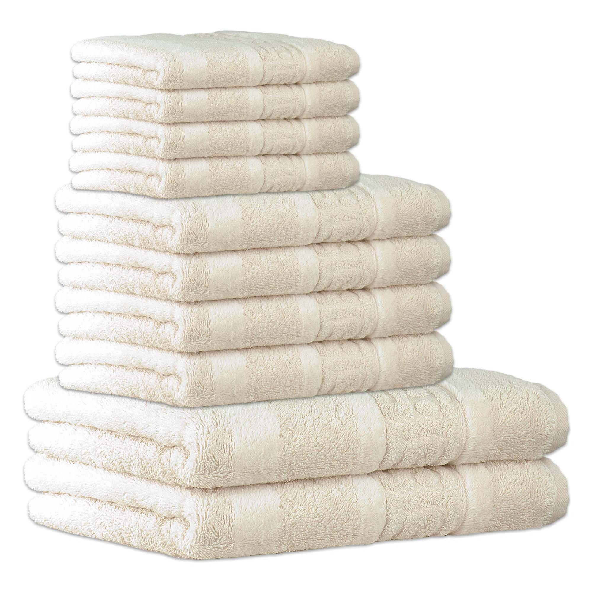 HANDTUCH-SET 10-teilig Elfenbein 100% Baumwolle - Sandfarben, Naturmaterialien (60/120cm) - Cawoe
