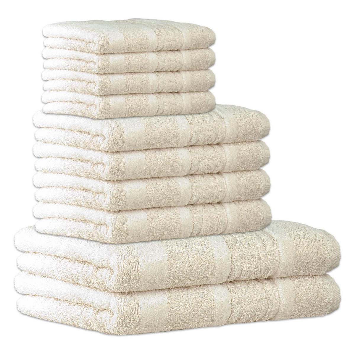 HANDTUCH-SET 10-teilig Elfenbein 100% Baumwolle - Sandfarben, Naturmaterialien (60/120cm) - Cawoe