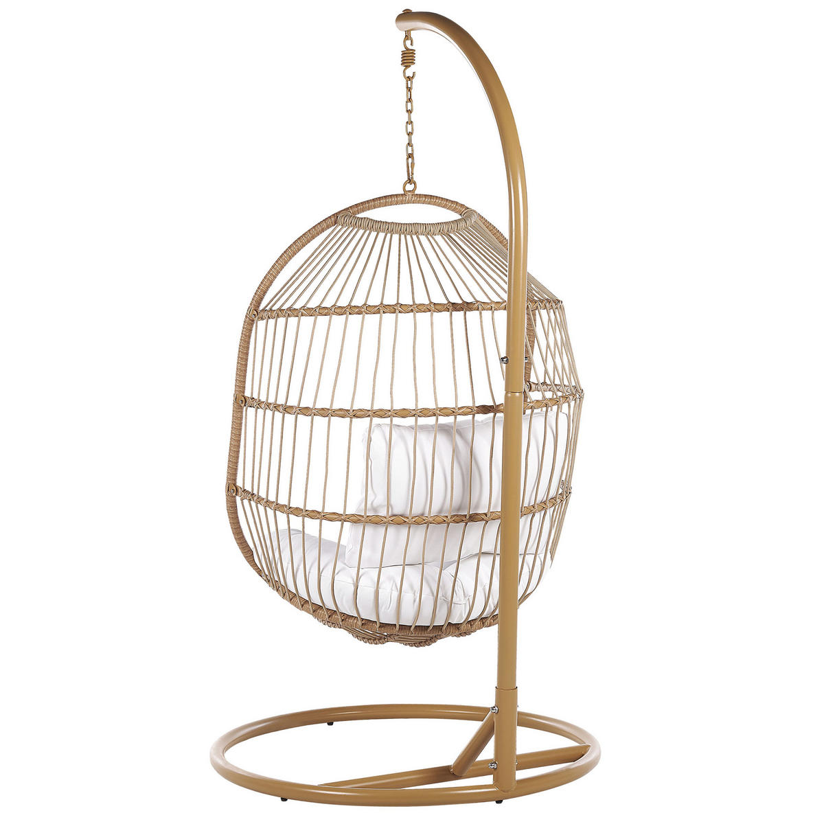 HÄNGESESSEL mit Gestell PE Rattan/Flechtseil natürlich 102 cm Alba - Beige, Kunststoff (102/200/102cm) - Beliani