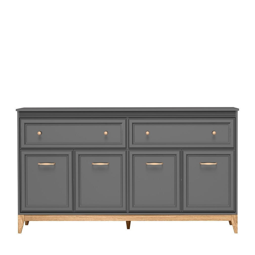 KOMMODE SUOLO 179/100/40,5cm mit 2 Schubladen 4 Türen Grau - Grau, Holzwerkstoff (179/100/40.5cm) - MASSENO