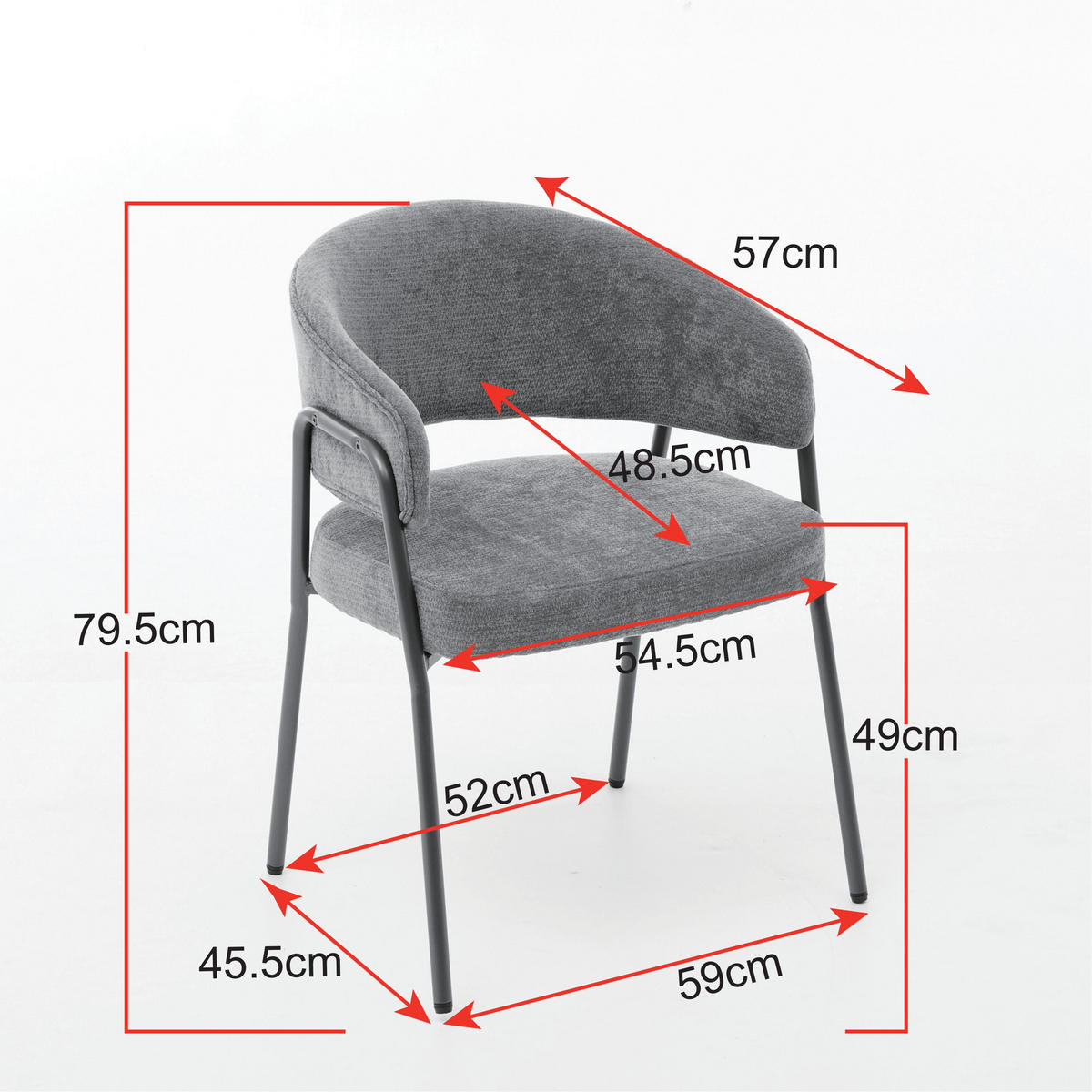 JÍDELNÍ ŽIDLE žinylka oranžová s ergonomickými područkami a kovovými nohami - pomerančová, textil (57/79.5/54.5cm) - Urban Meuble