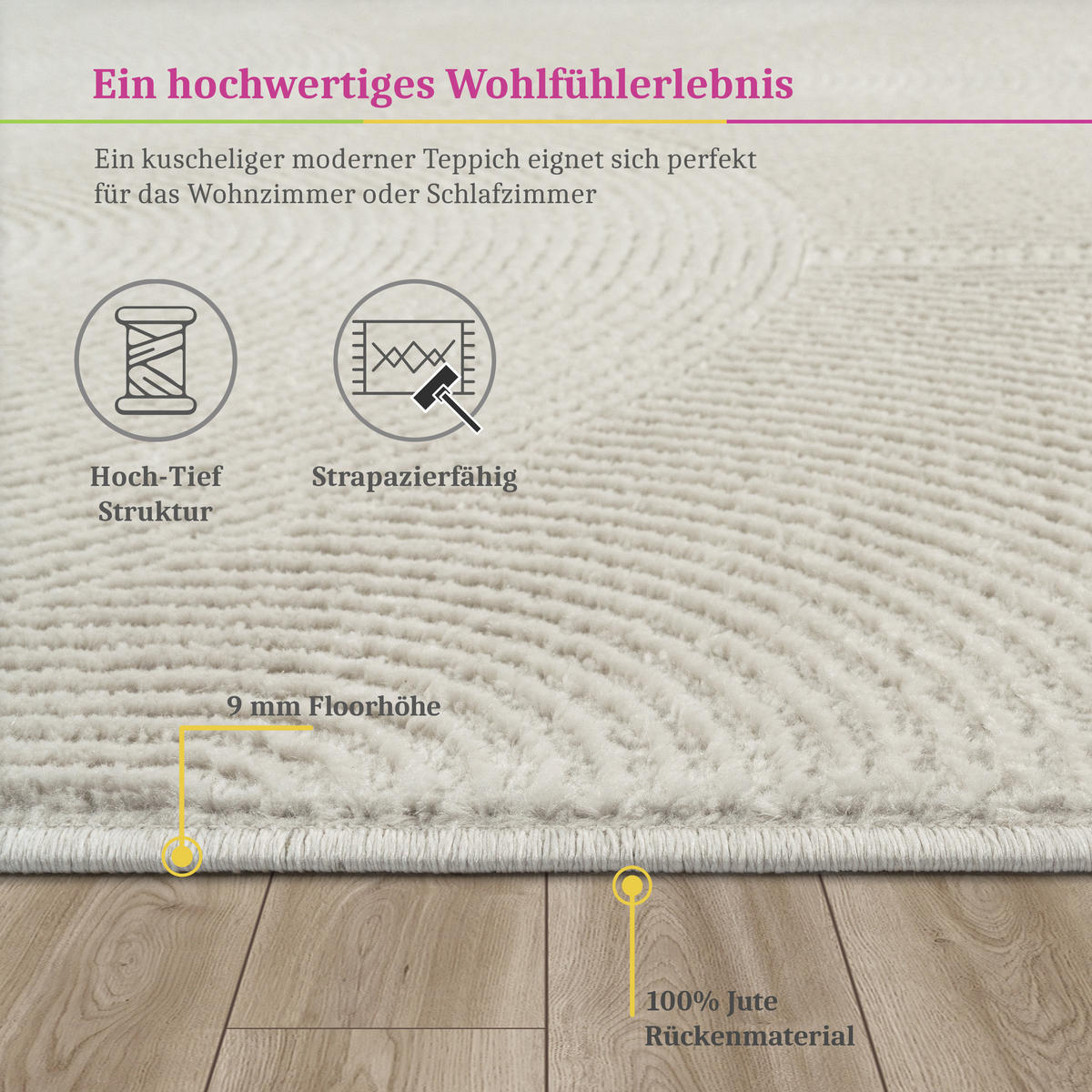 KURZFLORTEPPICH 200/280 cm Tinos 571 - Creme, Textil (200/280cm) - Paco Home
