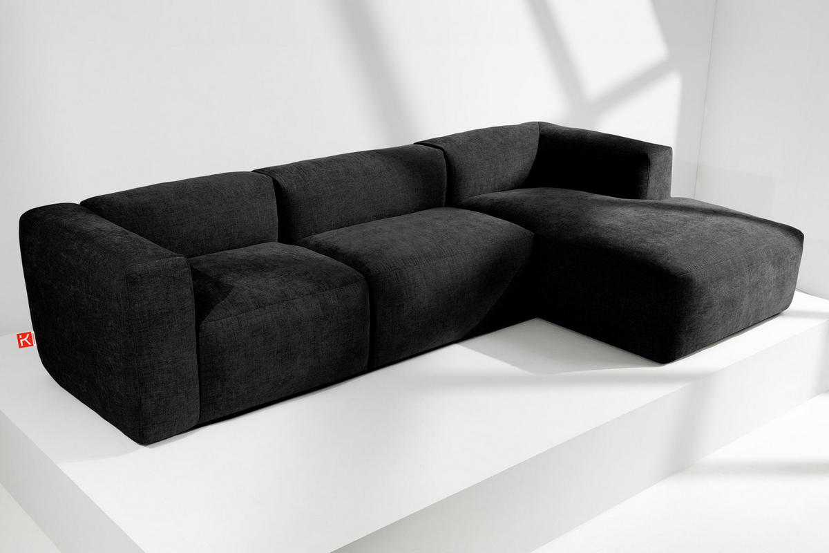 ECKMODULSOFA-RECHTS BUFFO mit extrem weicher und bequemer Sitzfläche, Gewebestoff, graphit - Graphitfarben, Textil (297/180cm) - KONSIMO®