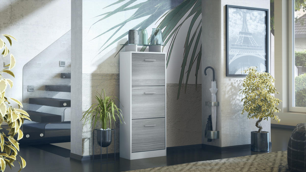 SCHUHSCHRANK Lavia Front in Avola-Anthrazit - Anthrazit, Holzwerkstoff (46/128/23cm) - Vladon