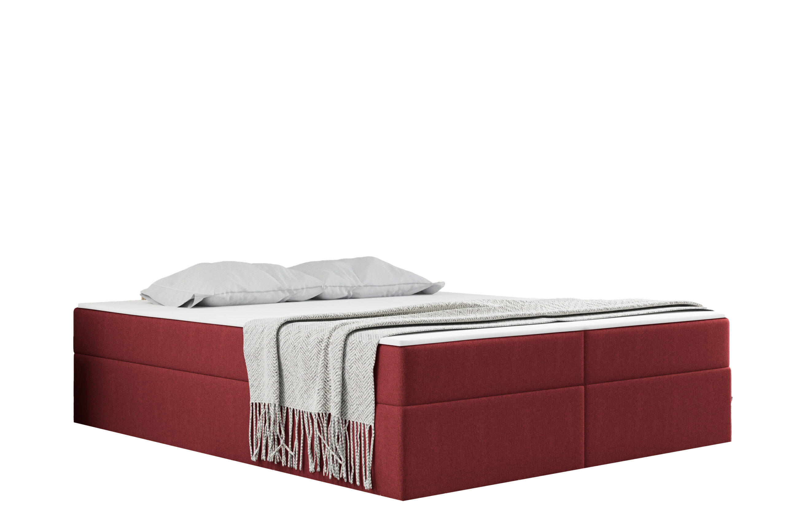 Kaiser Möbel KONTINENTÁLNÍ POSTEL s úložným prostorem, matrací a topperem Ruben Červená 200x200 cm H2-Pocket