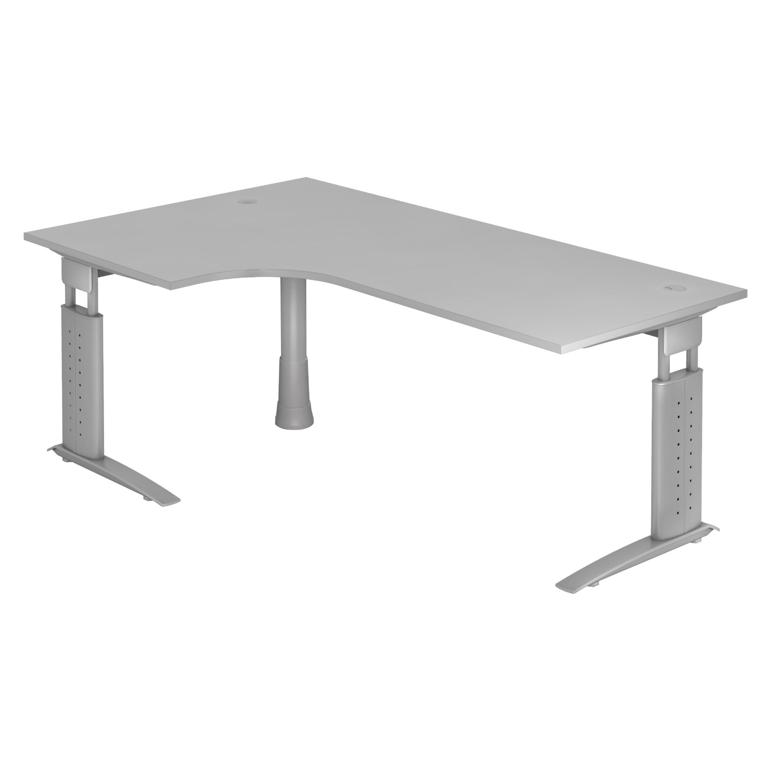 bümö Schreibtisch Grau, Silber 200x74x120 cm
