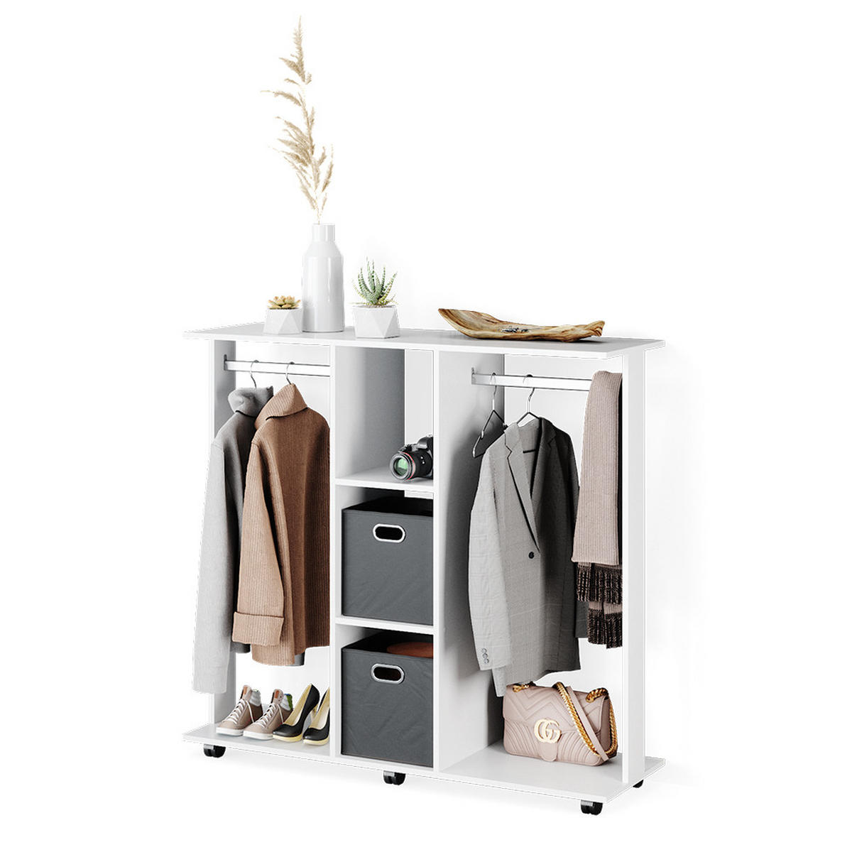 GARDEROBENSCHRANK Robbie Weiß 130 x 120 cm - Weiß, Holzwerkstoff (130/120/40cm) - Vicco