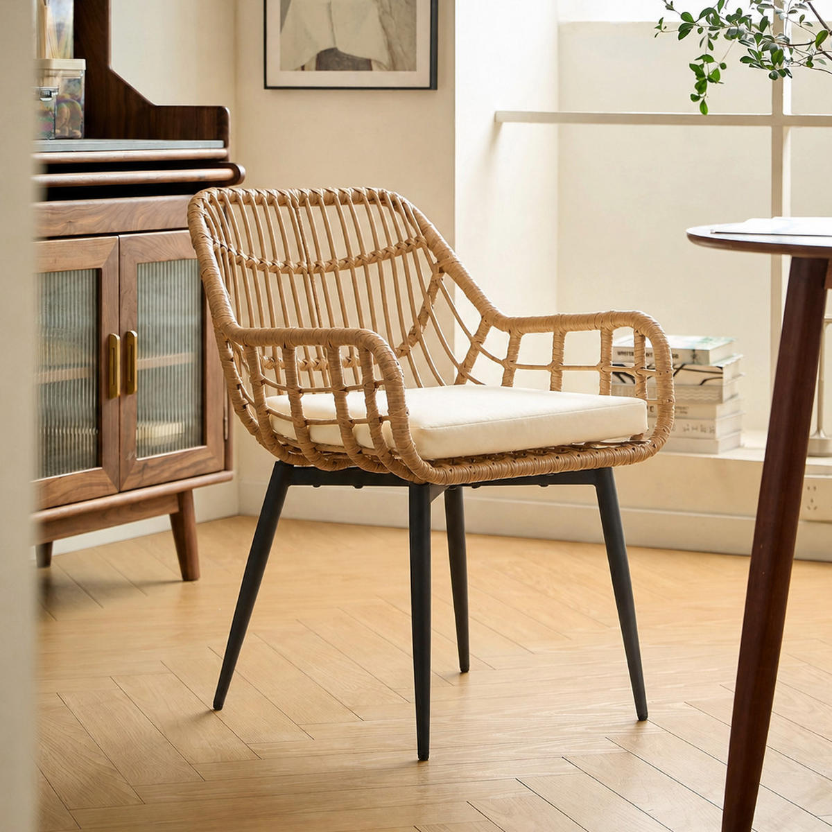 STUHL 2er-Set Rattan Braun - Braun, Holz (55/85/47cm) - Nordlys