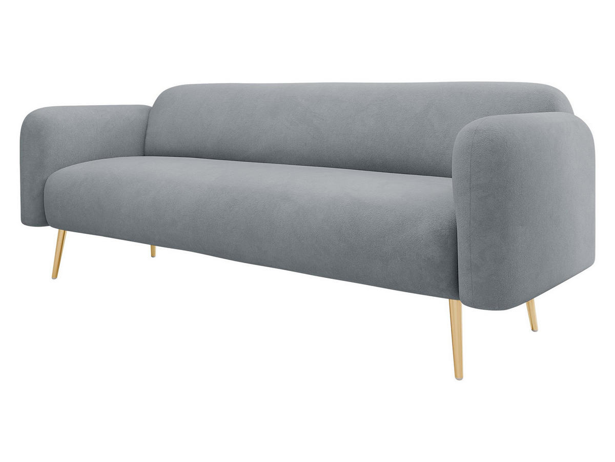 SOFA Nami 3 - Goldfarben/Grau, Holz/Textil (204/75/71cm) - MIRJAN24