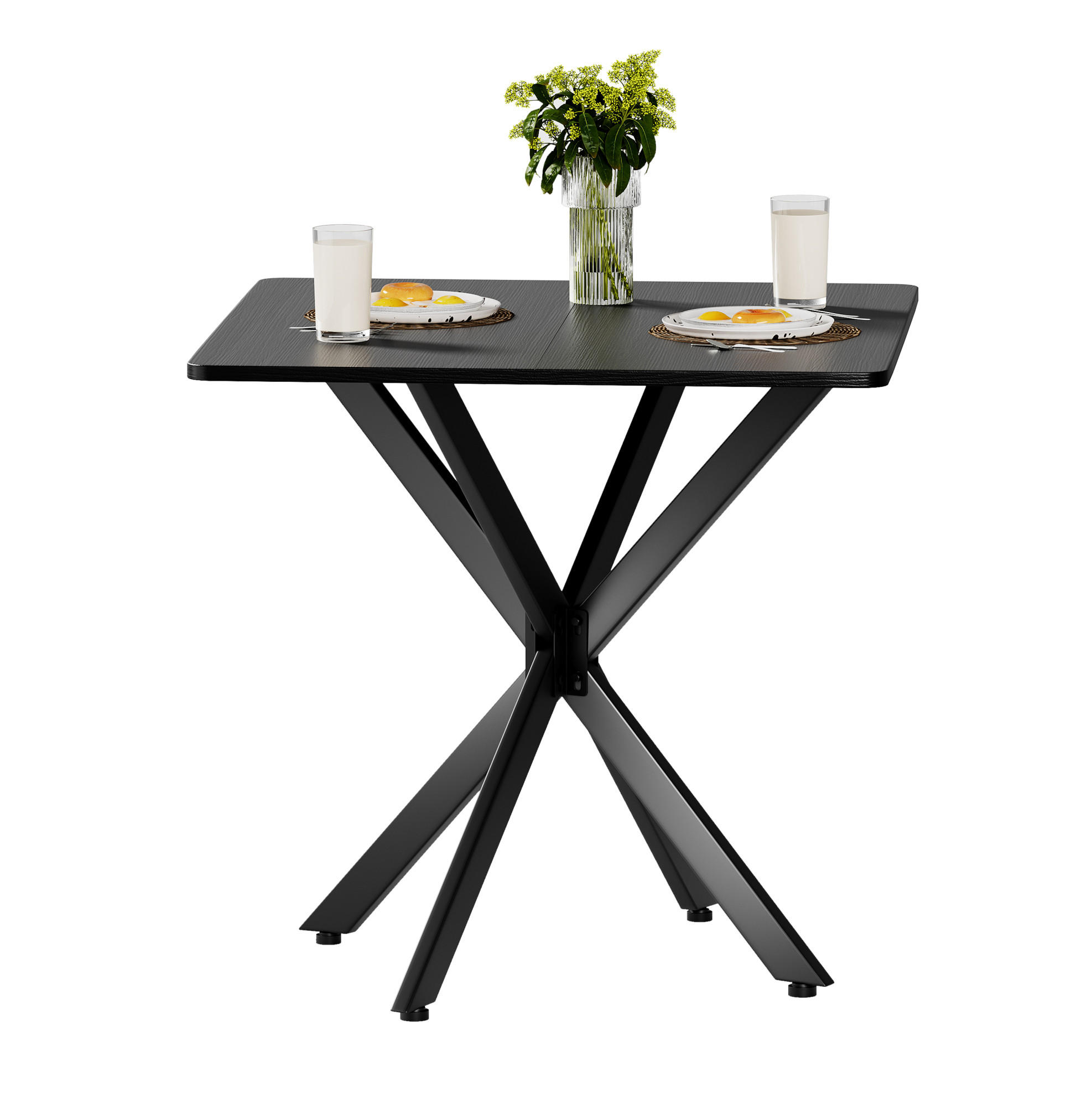 BEISTELLTISCH 80/80/75 cm mit X-Gestell und höhenverstellbaren Füßen, Schwarz - Schwarz, Holzwerkstoff (80/80/75cm) - Redom