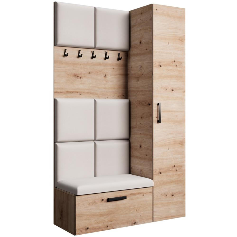 Beautysofa PŘEDSÍŇOVÁ sestava Margaret I+IV 121/203/43 s čalouněnými panely, dub artisan|černá